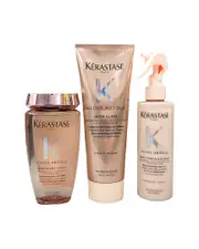 Krastase Unisex Gloss Absolu Shampoo, Conditioner & All in One Hair Milk Spray Trio