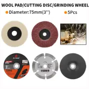 5Pcs 3'' Wool Buffing Pad Cutting Disc Wheel Kits 75mm For Metal Angle Grinder