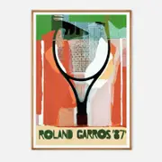 Galrie Vintage Roland Garros 1987 Tennis Poster - Iconic Sports Art Print for Collectors, Wood Frame, A2 42 x 60cm (16 x 24inch)