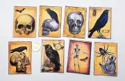 8-Halloween-Junk Journal-Ephemera-Wicca-Handmade-Linen Cardstock-Cards