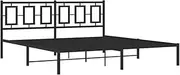 vidaXL King Size Metal Bed Frame with Headboard - Stylish Black Bedroom Furniture, Robust Steel Mattress Platform with Under-Bed Storage, 207x187 cm
