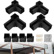 Pergola Brackets Kit 4x4 3-Way Right Angle Corner Bracket with Pergola Post Base