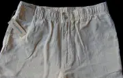 Men's CARIBBEAN Natural Light Khaki LINEN Drawstring Pants 38x32 NWT Pineapple