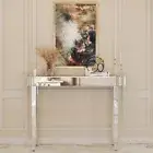 Heavy Duty Glam Silver Mirrored Console Entryway Table Hall Accent Display Desk