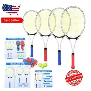 Adult Tennis Racket Bundle - 4 Rackets, 3 Balls, and Carrying Bags for Beginners