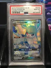 PSA 10 GEM MT - GLACEON GX Card SV55/SV94 Pokemon TCG Hidden Fates Shiny Vault