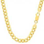 10k Yellow Gold Curb Hollow Chain Necklace, 5.3mm
