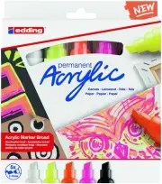 Edding 5000 Acrylic Marker Chisel Tip 5-10Mm Line Assorted Neon Colours Pack 5 4