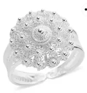 Floral Ring in Sterling Silver (Size 11.0) 2.10 Grams