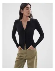 [Unison] Fitted Button Through Top in Black