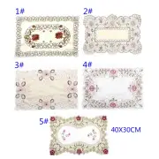 Kitchen Table Runner Embroidered Floral Lace Fabric Translucent Gauze Soft Cloth