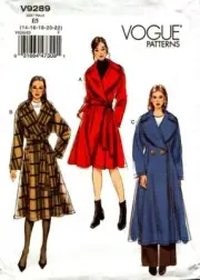 Vogue Sewing Pattern 9289 V9289 Misses Coat and Belt Size 6-14 NEW