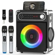 JYX Karaoke Machine with Two Wireless Microphones, Portable Bluetooth Speaker...
