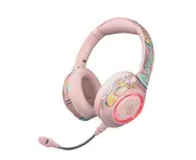 E23 Pink Bluetooth Gaming Headset Wireless Head-mounted Luminous Earphone Noise Reduction Headset for Phone IPad PC Laptop
