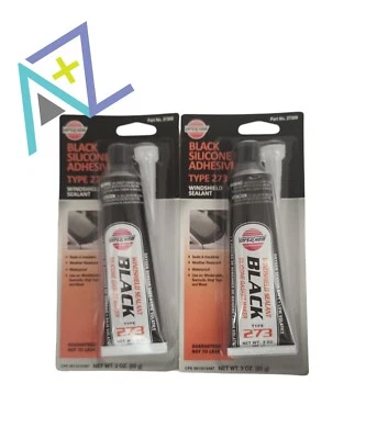 2PK- Virsachem Black Silicone Adhesive TYPE 273 WINDSHILD SEALANT 3oz