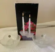 MIKASA CRYSTAL HOYA CORP. SET OF 2 CLAM SHELL Candle Stick Holders MADE IN JAPAN
