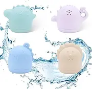 Baby Silicone Animal Dinosaur Bath Toys Set, 4 Pack BPA Free Bathtub Toys for Toddlers, Boys and Girls 3-6 Years Old