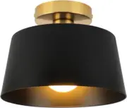 Semi Flush Mount Ceiling Light Fixture Modern Hallway Matte Black / Gold Shade