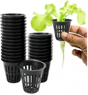 50 PCS Garden Slotted Mesh Net Cups, 2" Heavy Duty Hydroponics Plant Grow Pots,