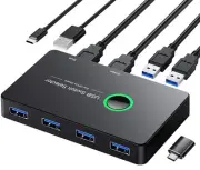 USB 3.0 Switch, USB Switcher 2 Computers Share 4 USB for PC Mouse Keyboard Pr...