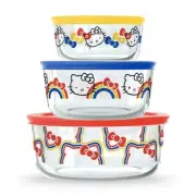Pyrex® 6-piece Glass Storage Set: Hello Kitty®, Ribbons & Bows - NIB