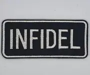 INFIDEL WHITE ON BLACK HARLEY DAVIDSON BIKER PATCH IRON / SEW ON