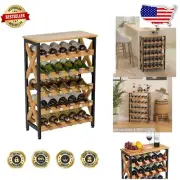Stylish Rustic Wine Holder - 25-Bottle Freestanding Storage Shelf for Any Room