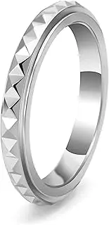 [Nanafast] 3mm Titanium Steel Anxiety Rings for Women Men Multi-faceted Wedding Band Fidget Rings for Anxiety for Women Rhombus Spinner Ring for Stess Relief Comfort Fit for Engagement