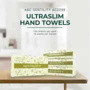 A&C Gentility AC2299 Ultraslim Paper Towel, 1 Ply 150 sheets 16 Packs
