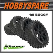 NEW 4 x LOUISE RC 1/8 BUGGY WHEEL TYRE BLACK OFFROAD B-Rock KYOSHO HPI HSP ZD
