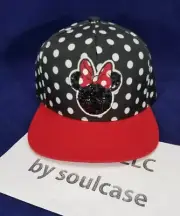 NEW Disney Minnie Mouse Sequin Red Black & White Polka Dot Cap Snap-back Hat