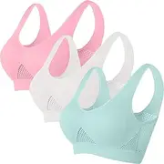 [Fanteecy] Women's Push Up Breathable Cool Bra Seamless Wireless Sports Lifup Bralette Plus Size Yoga Comfort Bras 3 Pack