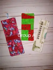 Set of 3 Handmade Scrap Fabric Bookmarks Floral Kids Novelty Christmas