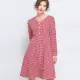 【A’bella 艾貝菈】胭脂紅格紋排釦長袖洋裝(中大尺碼/L-5XL)