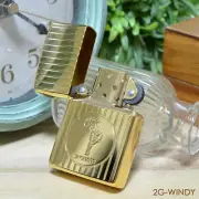 Zippo Old Design Windy Girl Mirror Gold Stripe 2 Sided Etching Oil Lighter Japan