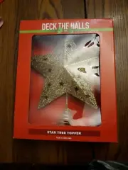 Deck The Halls Christmas Gold Star Tree Topper