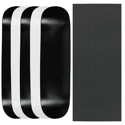5 Blank Skateboard Decks Black & White 7.75" + Griptape