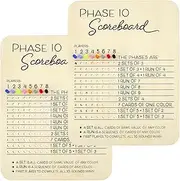 AwObEpl 2 Packs Phase 10 Score Board Solid Phase 10 Card Board Kit Easy to Read Phase Ten Score and Round Tracke for Card Games