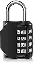 SUTOUG Combination Lock, Waterproof 4 Digit Padlocks with Number Code, Zinc Alloy Digit Lock for Door, Tool Boxes, Schools, Gym, Garden, Fences, Hasp Cabinet & Storage-Black