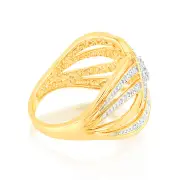 9ct Yellow Gold 1/10 Carat Diamond Ring with 43 Round Brilliant Diamonds, Q
