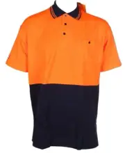 Hard Yakka Hi-Visibility Size 22 Cotton Polo Short Sleeve Shirt Top Mesh Y11630