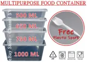 NEW Take away Food Container Lid *FREE SPORK* 500ml 650ml 750ml 1000ml Free Ship