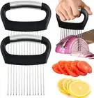 Hendiy 2 Pieces Onion Slicer, Onion Holder for Slicing Tomato Slicer Stainless S