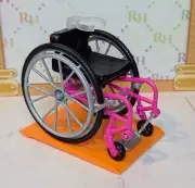 New Mattel BARBIE MADE TO MOVE Hot Pink WHEELCHAIR Orange RAMP For Doll DIORAMA