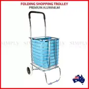 Shopping Cart Carts Trolley Aluminium Foldable Luggage Wheels Folding Basket Bag