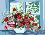 Needlepoint Painted Canvas Cross Stitch Tapestry Kit Gobelin - Flowers. 20"x24" by Collection D'Art 11399
