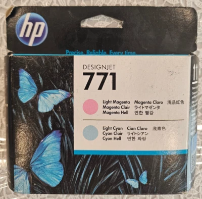 NEW SEALED GENUINE HP 771 CE019A Light Magenta / Light Cyan Printhead DATE:2022