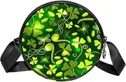 [FVQL] Round Crossbody Bag Purse Messenger Bag Shoulder Bag, Clover pattern