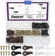 Swpeet 120 Sets 4 Colors Glass Retainer Clips with Matched Screws Assortmnet Kit, Cabinet Window Glass Clips Window Screen Clips Cabinet Door Glass Retainer Clip for Fixing Offset