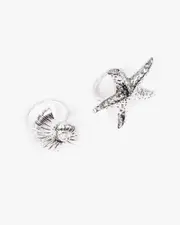 Silver Large Beach Icon Textured 2 Pack Ring